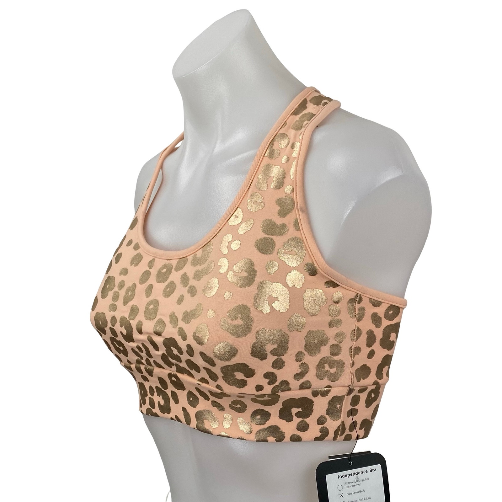 New Electric Yoga Independence Cheetah Metallic Athletic Sports Bra Tank Top Xs — image 2 of 6